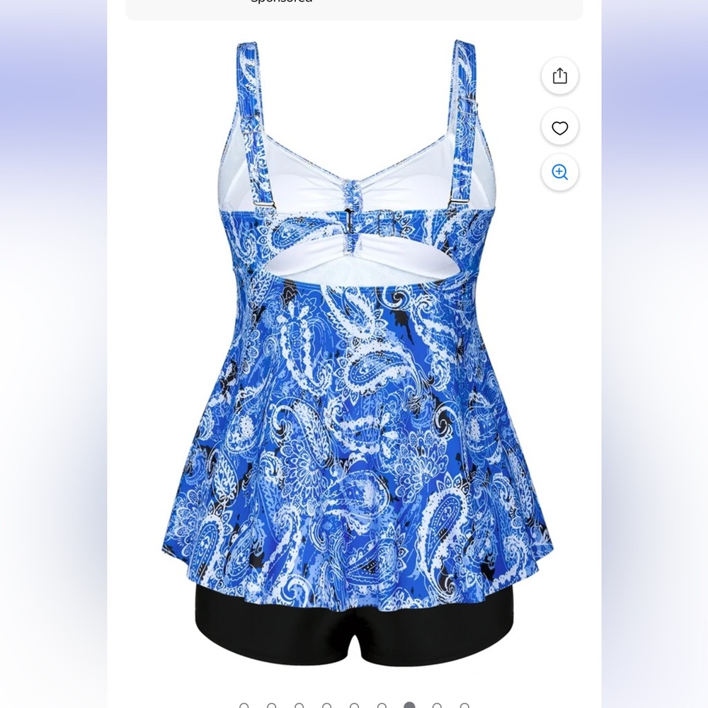 Plus Size 2 Piece Ruffle Bathing Suit Drawstring Tank with Boyshort… - Picture 7 of 9
